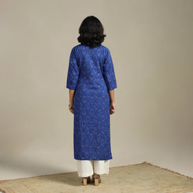 Blue Cotton Straight Pochampally Ikat Kurta