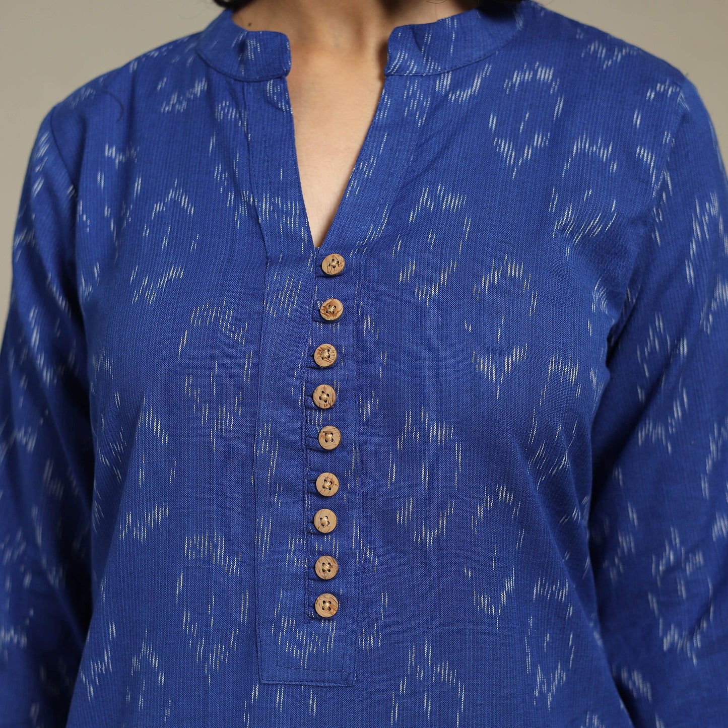 Blue Cotton Straight Pochampally Ikat Kurta