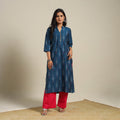 Blue Cotton Straight Pochampally Ikat Kurta