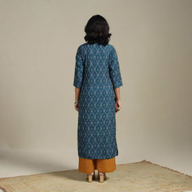 Blue Cotton Straight Pochampally Ikat Kurta