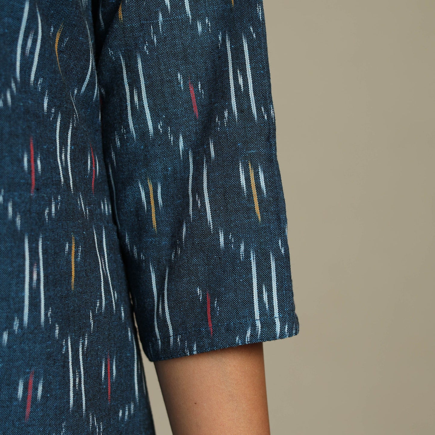 Blue Cotton Straight Pochampally Ikat Kurta
