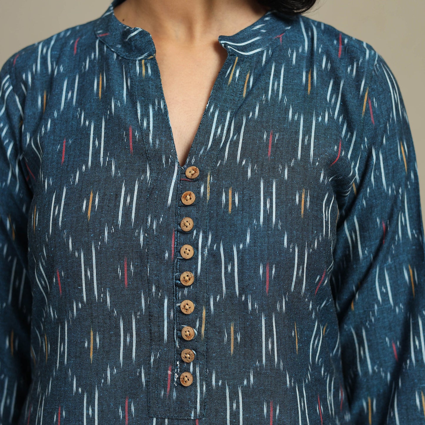 Blue Cotton Straight Pochampally Ikat Kurta