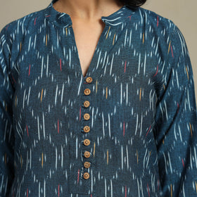 Blue Cotton Straight Pochampally Ikat Kurta