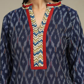 Blue Cotton Straight Pochampally Ikat Kurta