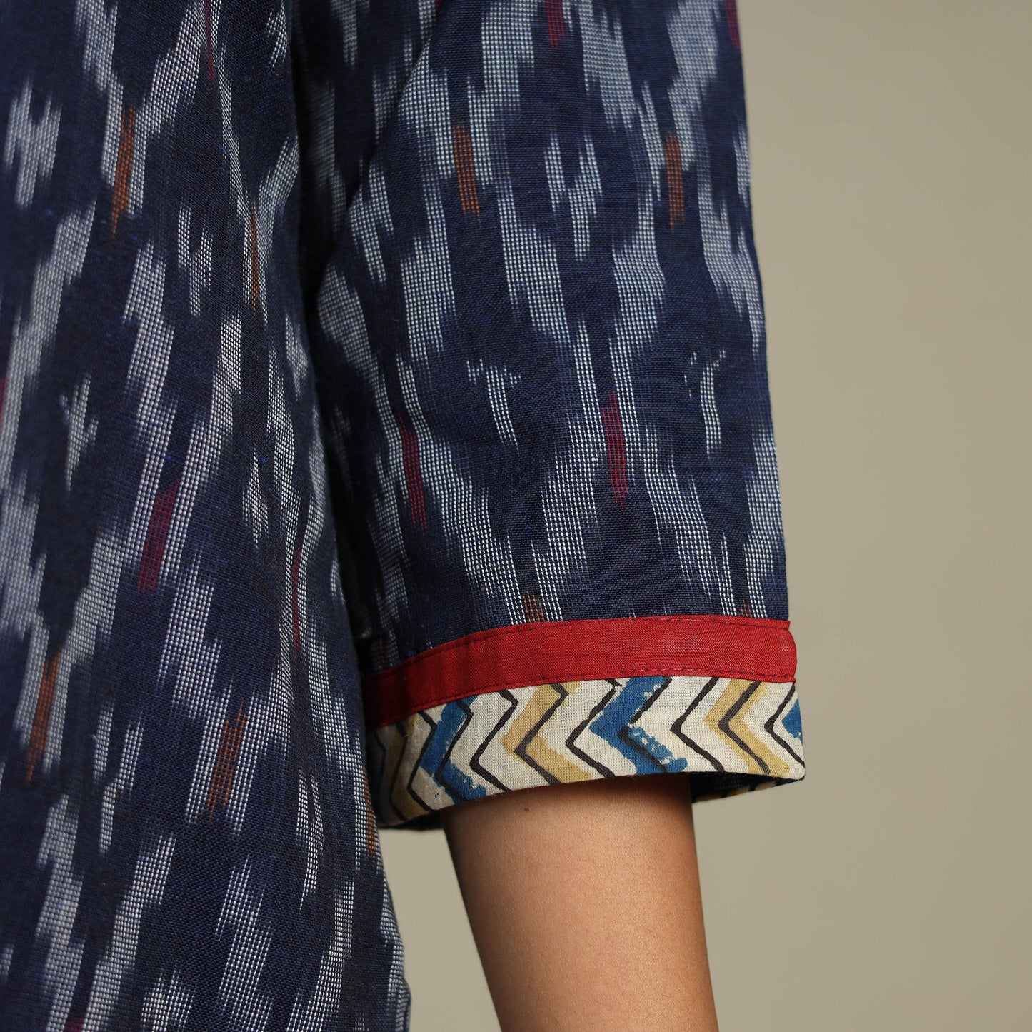 Blue Cotton Straight Pochampally Ikat Kurta