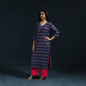 Cotton straight pochampally ikat kurta for women 10