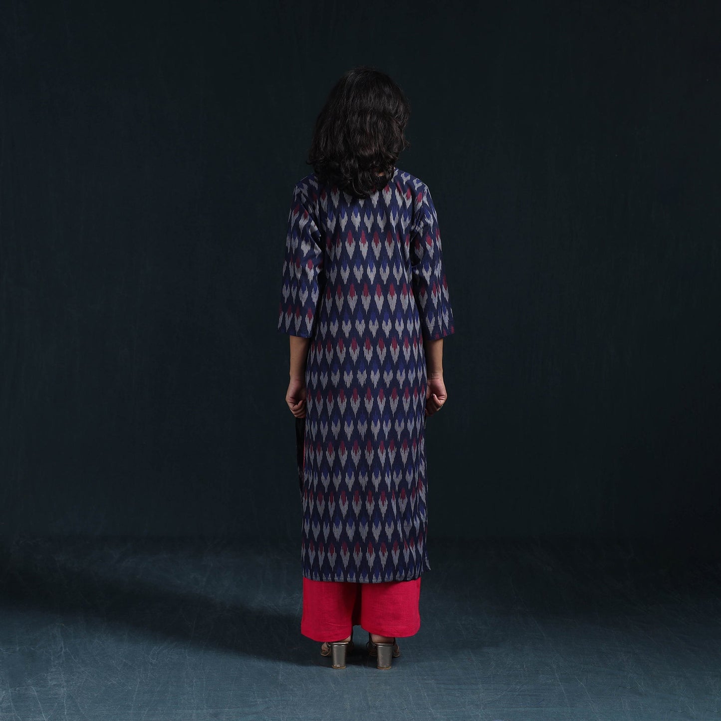 Cotton straight pochampally ikat kurta for women 10