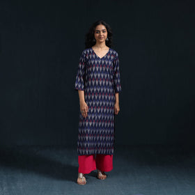 Cotton straight pochampally ikat kurta for women 10