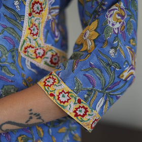 Blue - cotton straight sanganeri kurta 09 - handcrafted