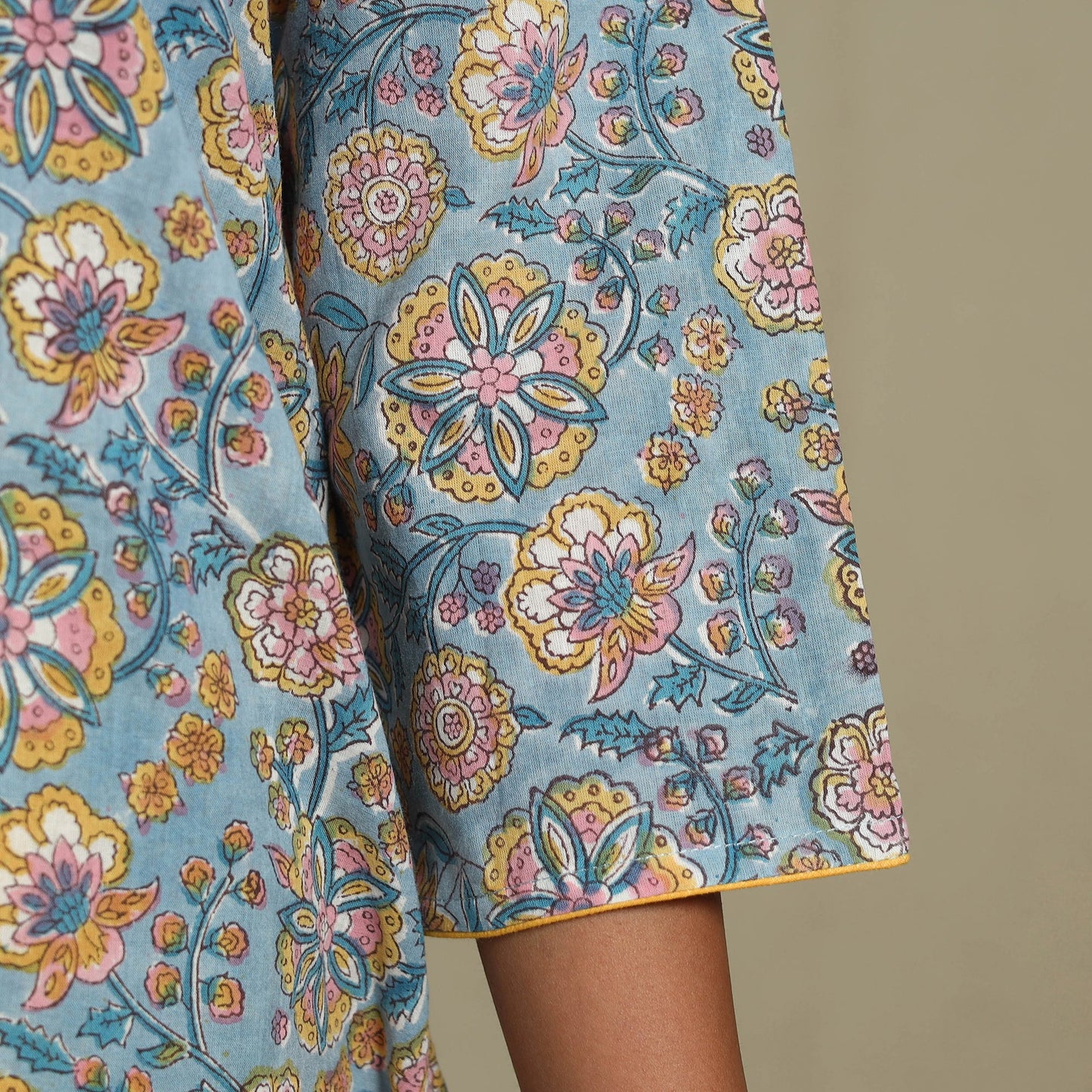 Blue - cotton straight sanganeri kurta 10 - s - handcrafted