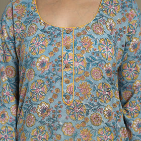 Blue - cotton straight sanganeri kurta 10 - s - handcrafted