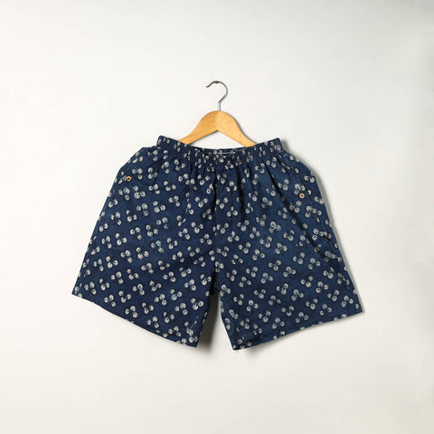 Blue - cotton unisex bagru shorts/boxer 16 - xl