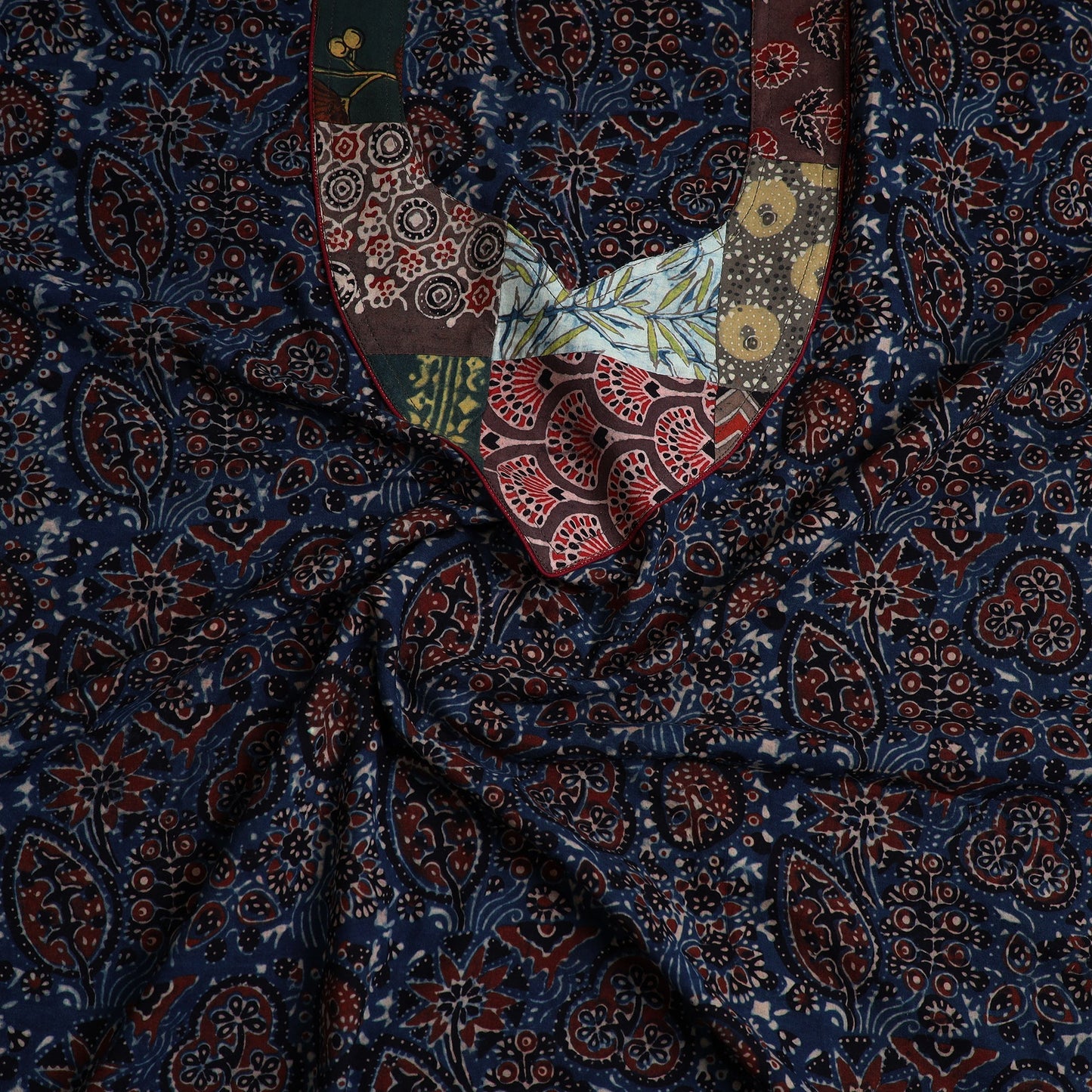 Buy Blue Traditional Ajrakh Print Kurta Material Online