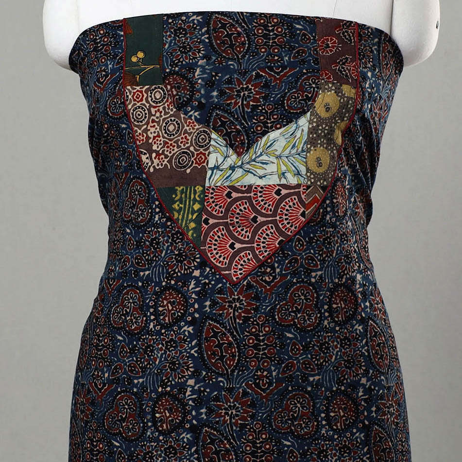 Buy Blue Traditional Ajrakh Print Kurta Material Online