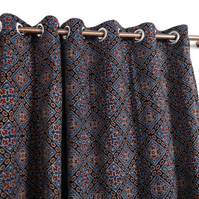Buy Blue Block Print Cotton Window Ajrakh Curtain