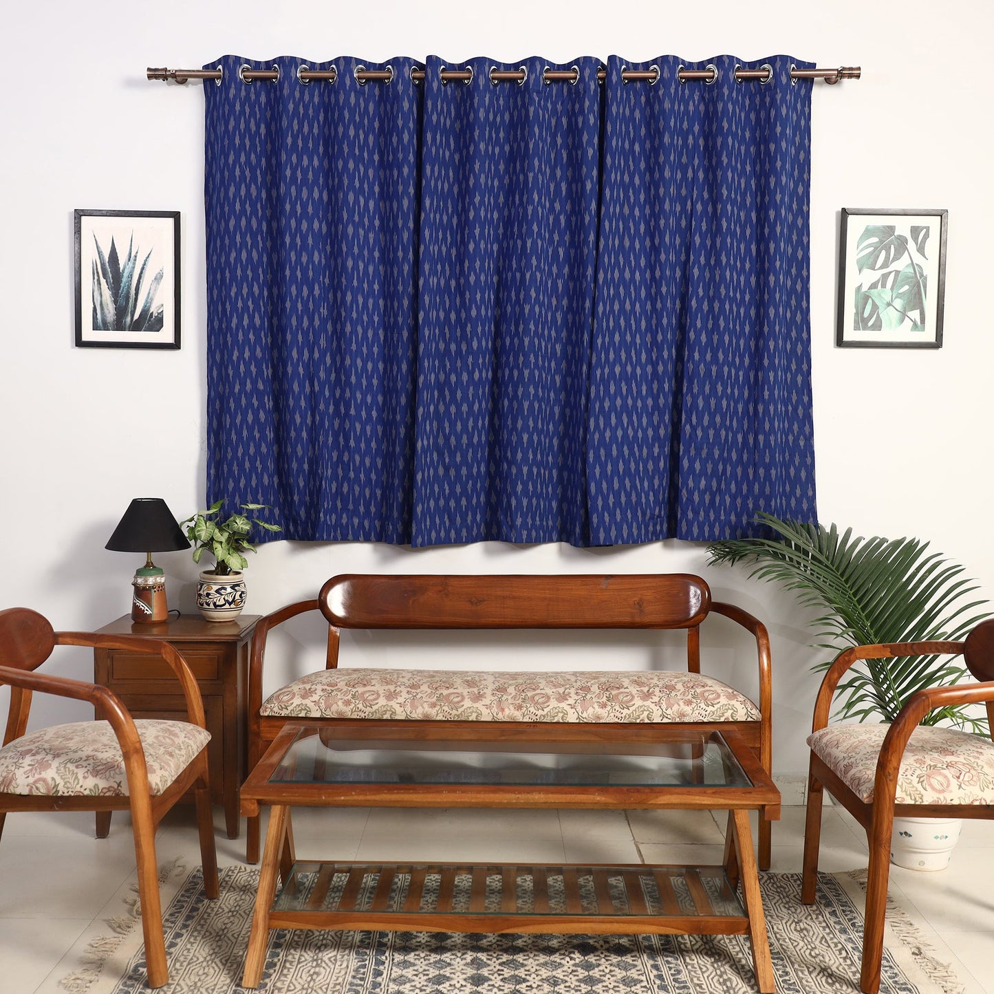 Buy Cotton Window Blue Pochampally Ikat Curtain 