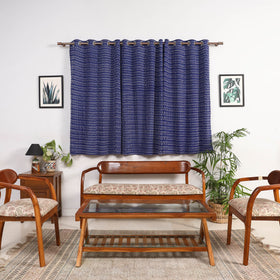 Blue - cotton window pochampally ikat curtain (5 x 3 feet)