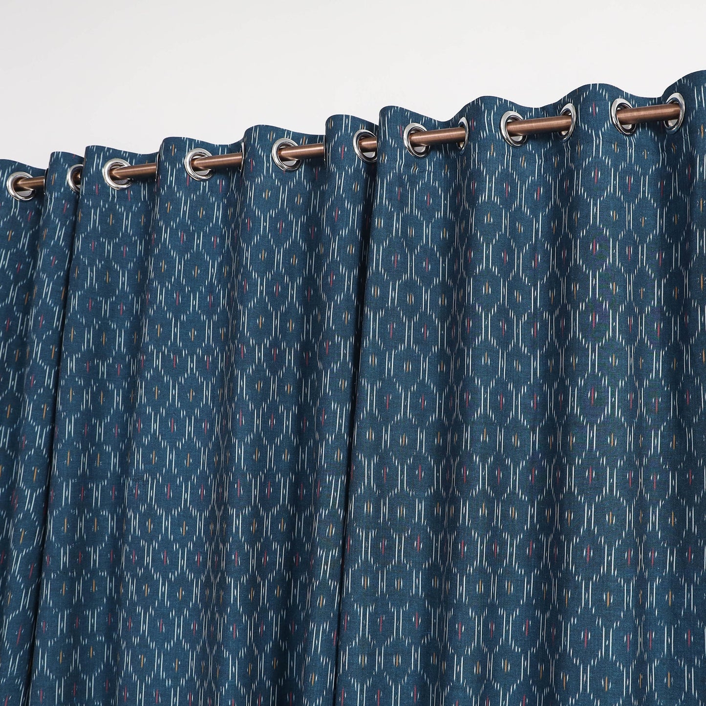 Blue - cotton window pochampally ikat curtain (5 x 3 feet)