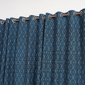 Blue - cotton window pochampally ikat curtain (5 x 3 feet)