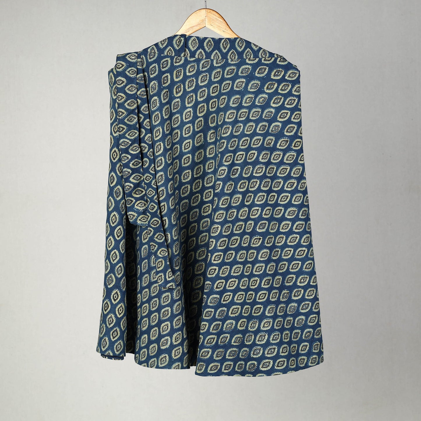 Blue - Block Print Cotton Wrap Around Ajrakh Skirt 04