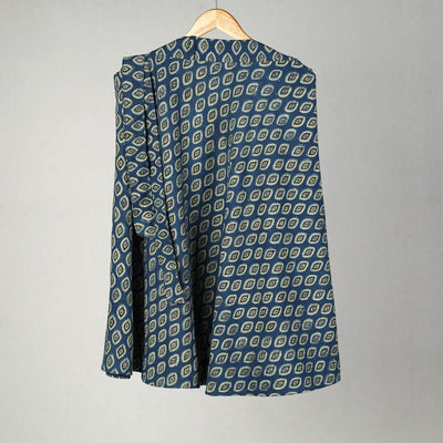 Blue - Block Print Cotton Wrap Around Ajrakh Skirt 04