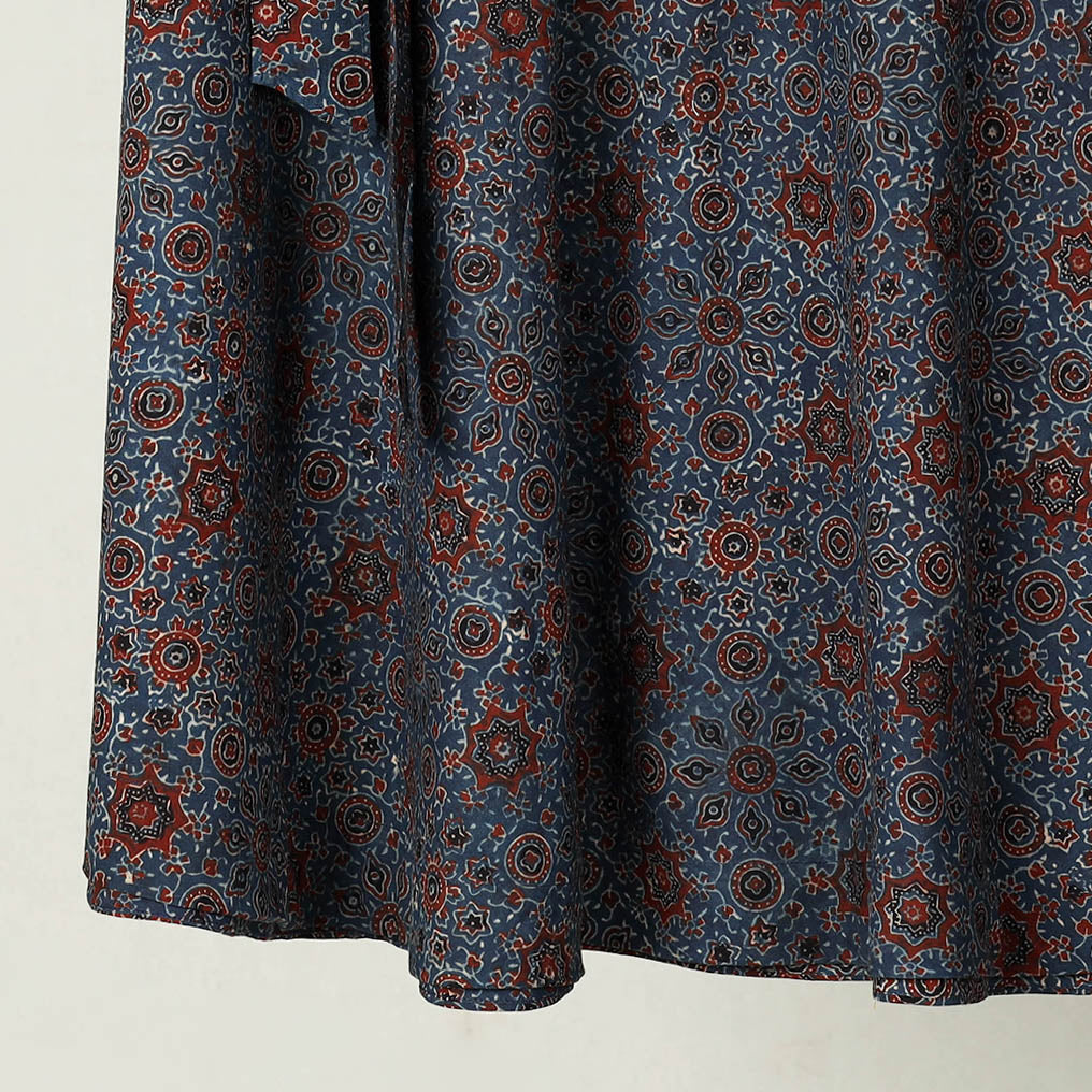  Block Print Cotton Wrap Around Ajrakh Skirt 