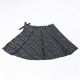 Blue - cotton wrap around skirt 40 - handcrafted