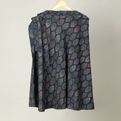 Blue - cotton wrap around skirt 40 - handcrafted