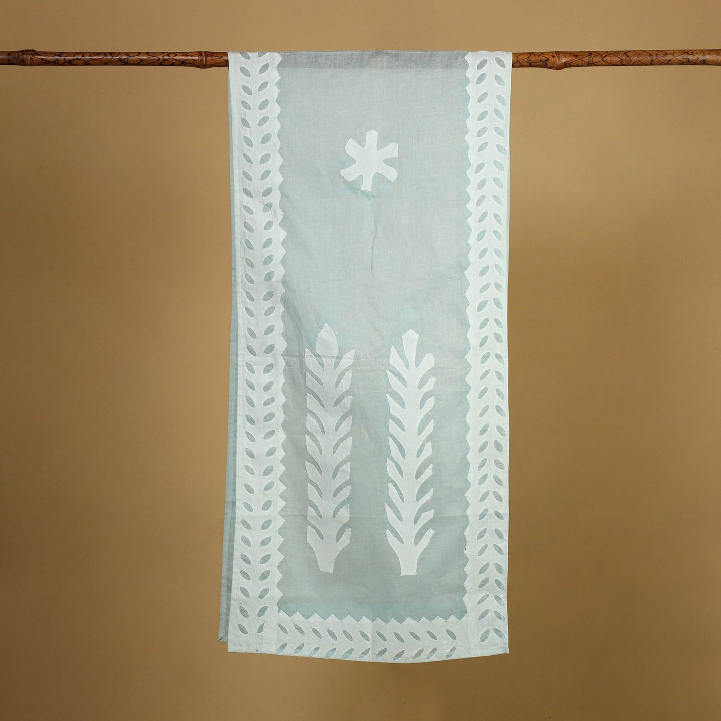 Cut Work Cotton Blue Barmer Applique Stole