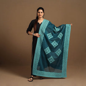  Cutwork Cotton Blue Barmer Applique Dupatta