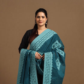  Cutwork Cotton Blue Barmer Applique Dupatta