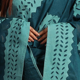 Buy Cutwork Cotton Blue Barmer Applique Dupatta