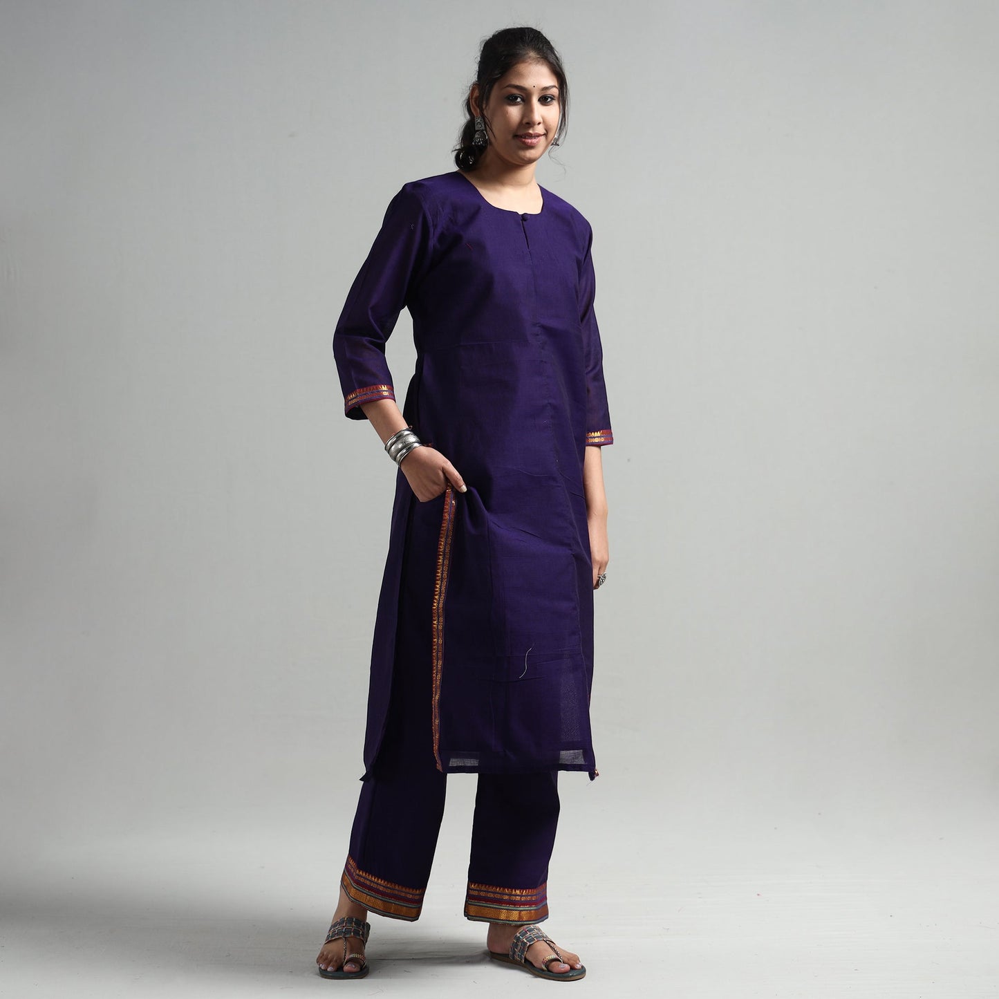 Blue - dark purple - dharwad cotton kurta with palazzo &
