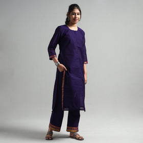 Blue - dark purple - dharwad cotton kurta with palazzo &