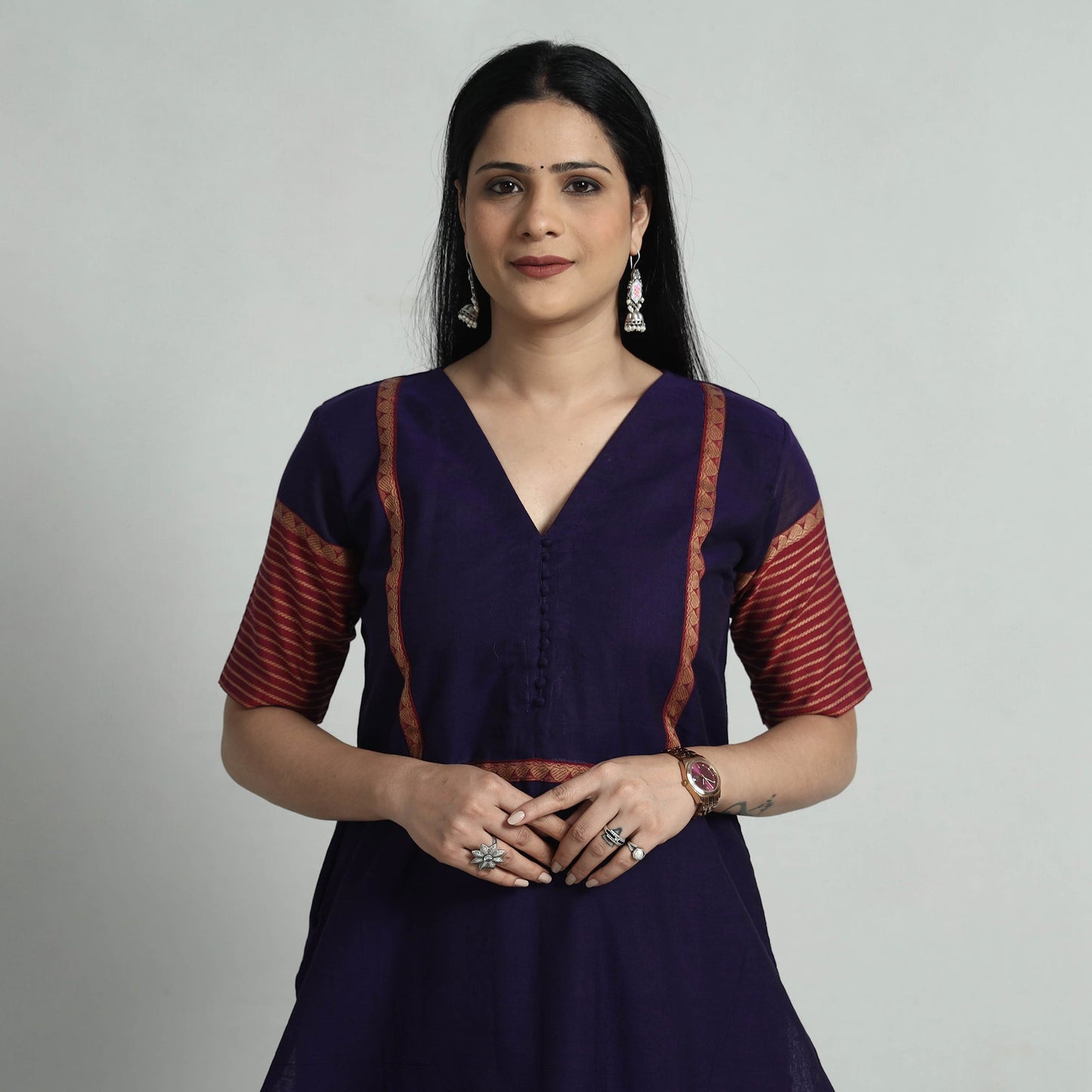 Blue - dark purple dharwad cotton kurta with palazzo &