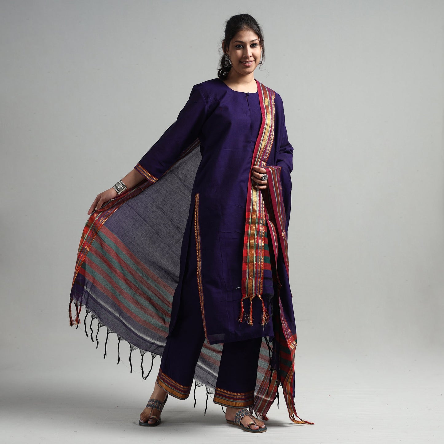 Blue - dark purple - dharwad cotton kurta with palazzo &