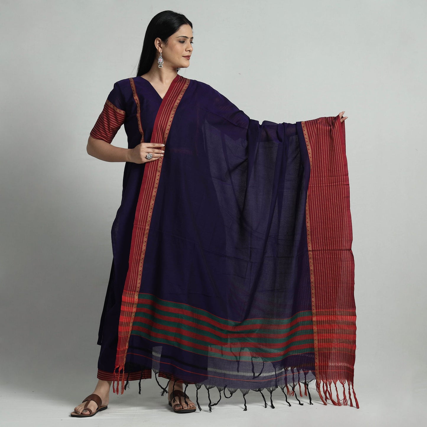 Blue - dark purple dharwad cotton kurta with palazzo &
