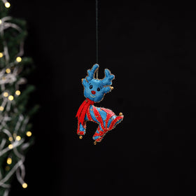 Blue - deer - hand embroidered felt christmas decor