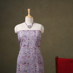 Blue Designer! Block Print Cotton Dress Material with Jewellery Set