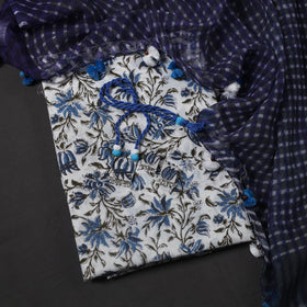 Blue - designer! Cotton unstitched dress material