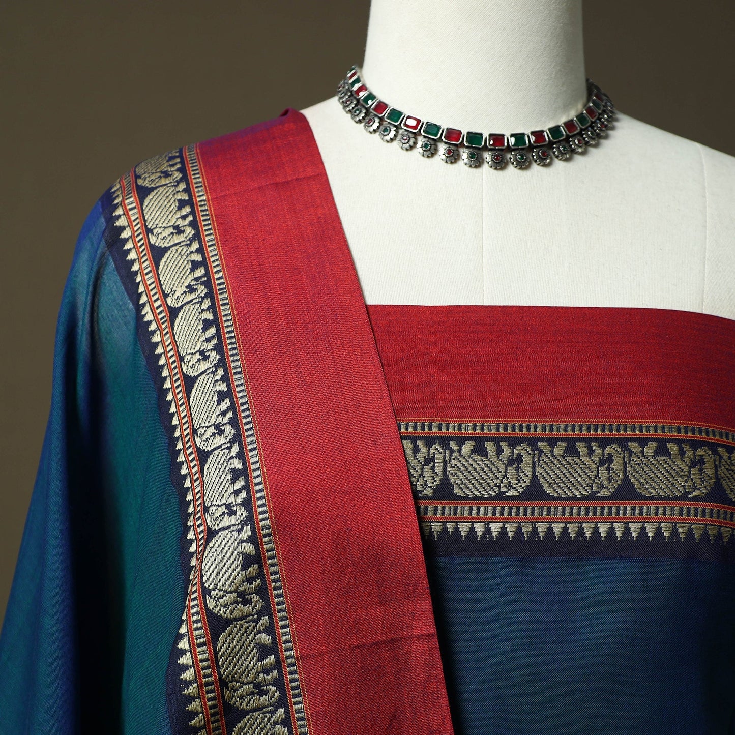 Dharwad cotton 3pc unstitched dress material with border 07