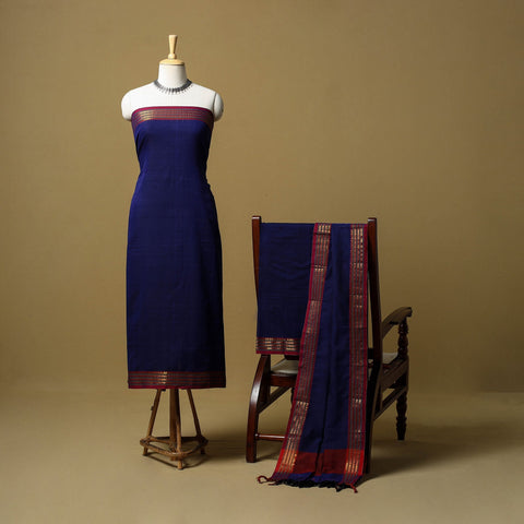 Dharwad cotton 3pc unstitched dress material with border 11