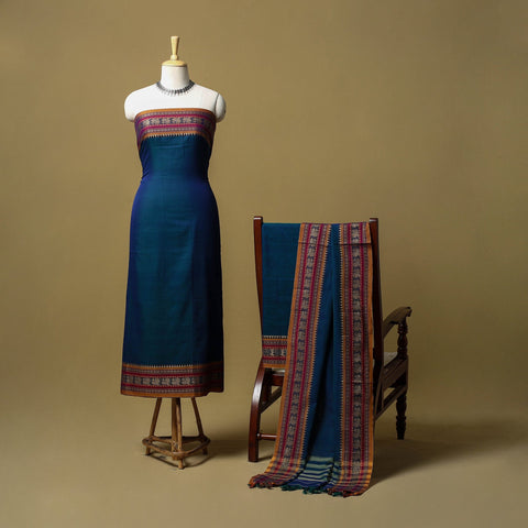 Dharwad cotton 3pc unstitched dress material with border 16