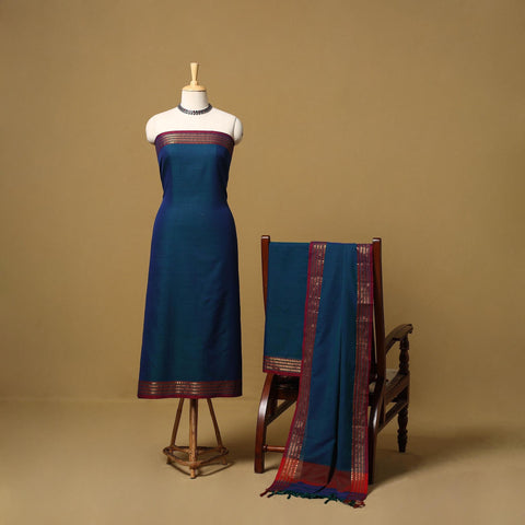 Dharwad cotton 3pc unstitched dress material with border 24