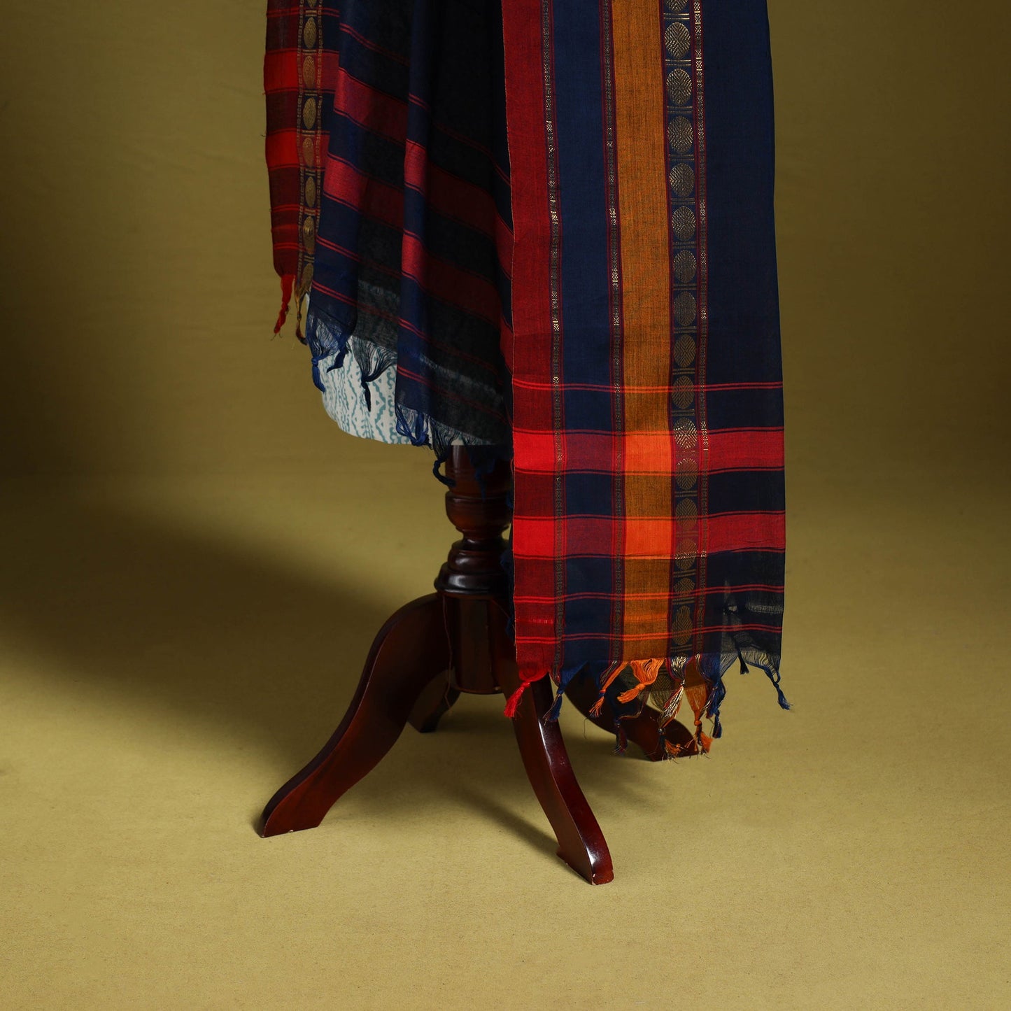 Blue - dharwad cotton dupatta with zari border 02