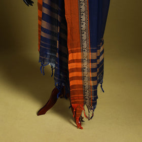 Blue - dharwad cotton dupatta with zari border 03