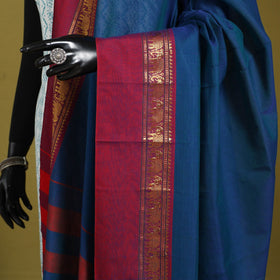 Blue - dharwad cotton dupatta with zari border 17