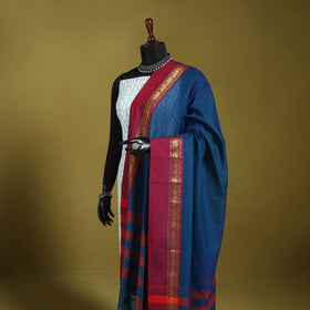 Blue - dharwad cotton dupatta with zari border 17