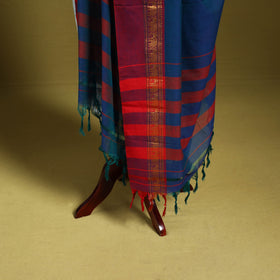 Blue - dharwad cotton dupatta with zari border 17