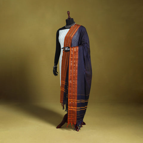 Blue - dharwad cotton dupatta with zari border 18